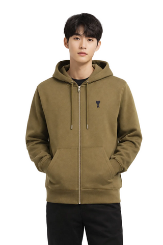 Men's Bronze Ami Paris de Coeur Zipped Hoodie