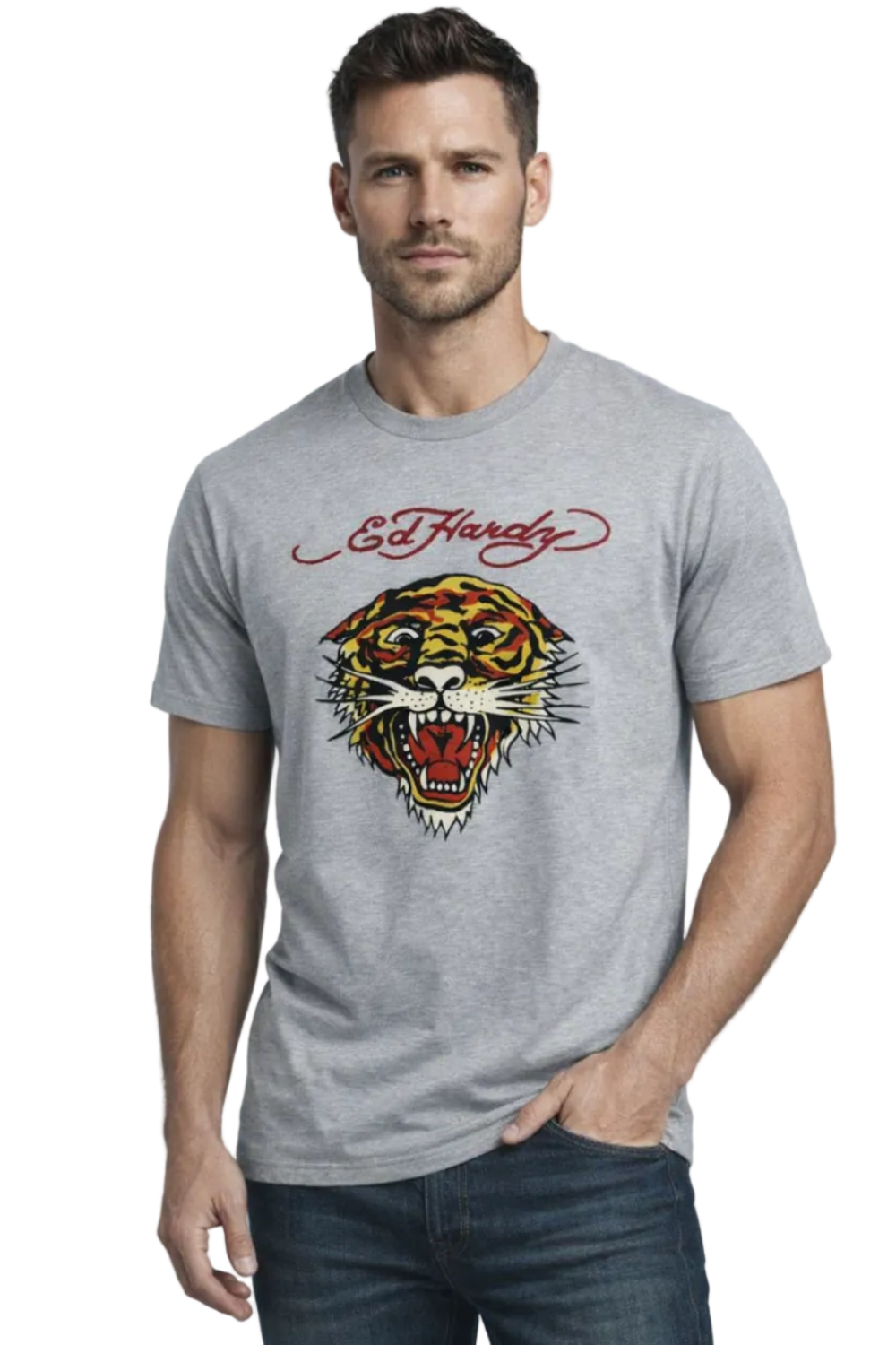 Men's Grey Ed Hardy Graphic T-Shirt