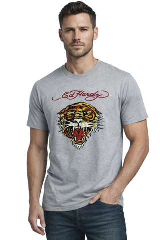 Men's Grey Ed Hardy Graphic T-Shirt
