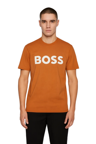 Men's Orange Hugo Boss Logo T-Shirt