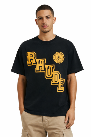 Men's Black Rhude Collegiate Crest T-Shirt