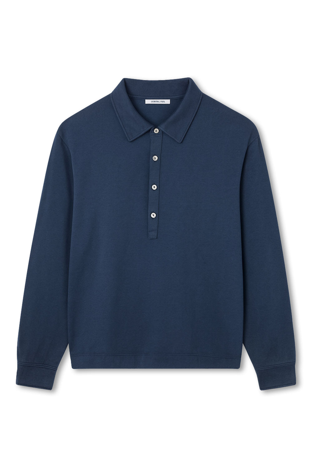 Men's Boglioli Garment Dyed Navy Long Sleeve Polo Shirt