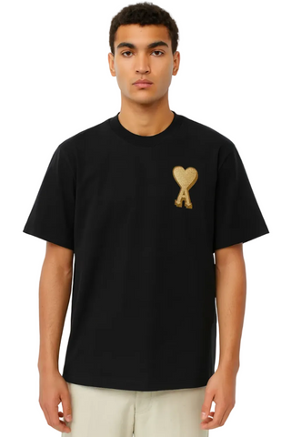 Men's Black Ami Paris 'Ami de Coeur' Patch T-Shirt
