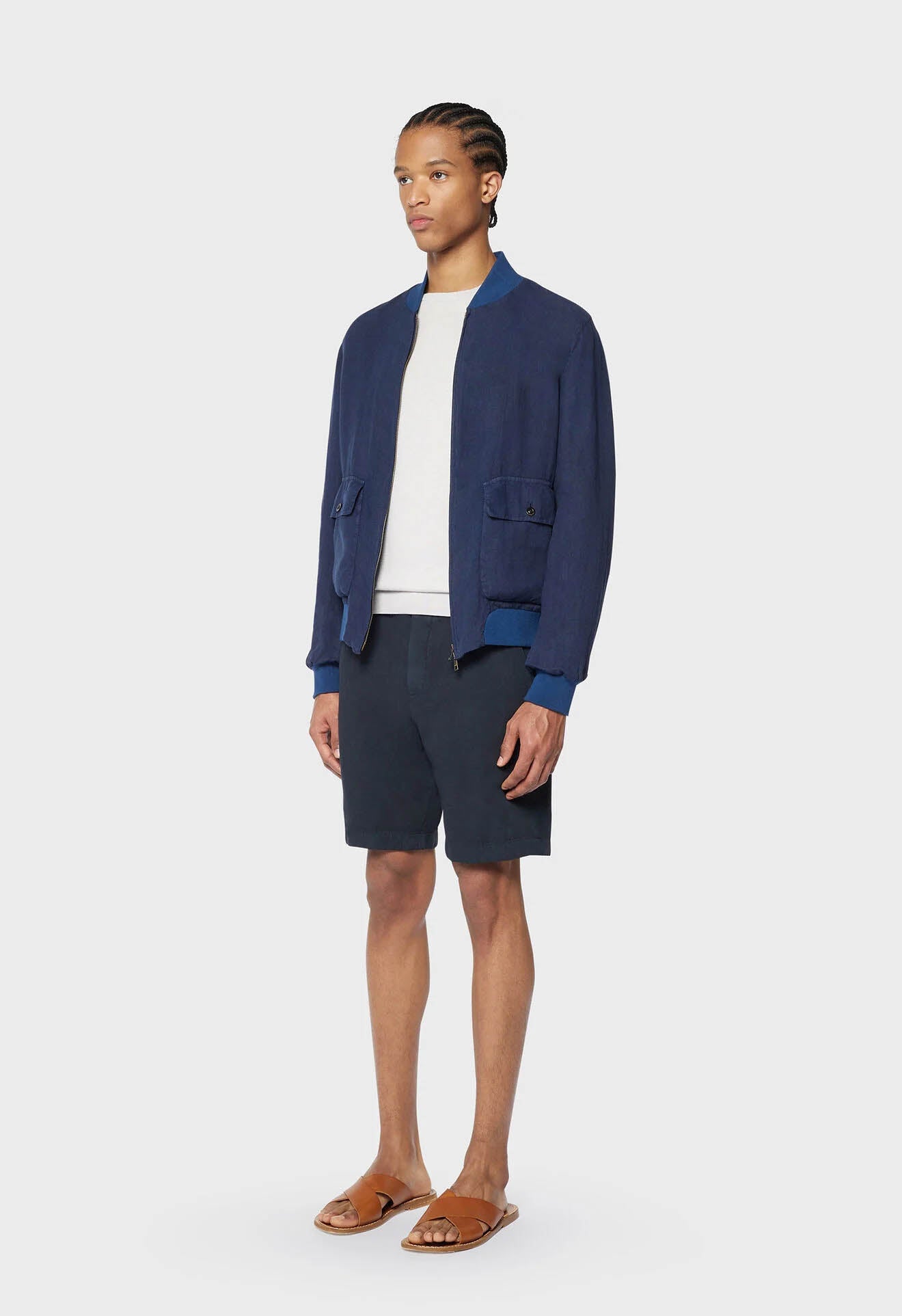 Men's Boglioli Blue Lino Bomber Jacket