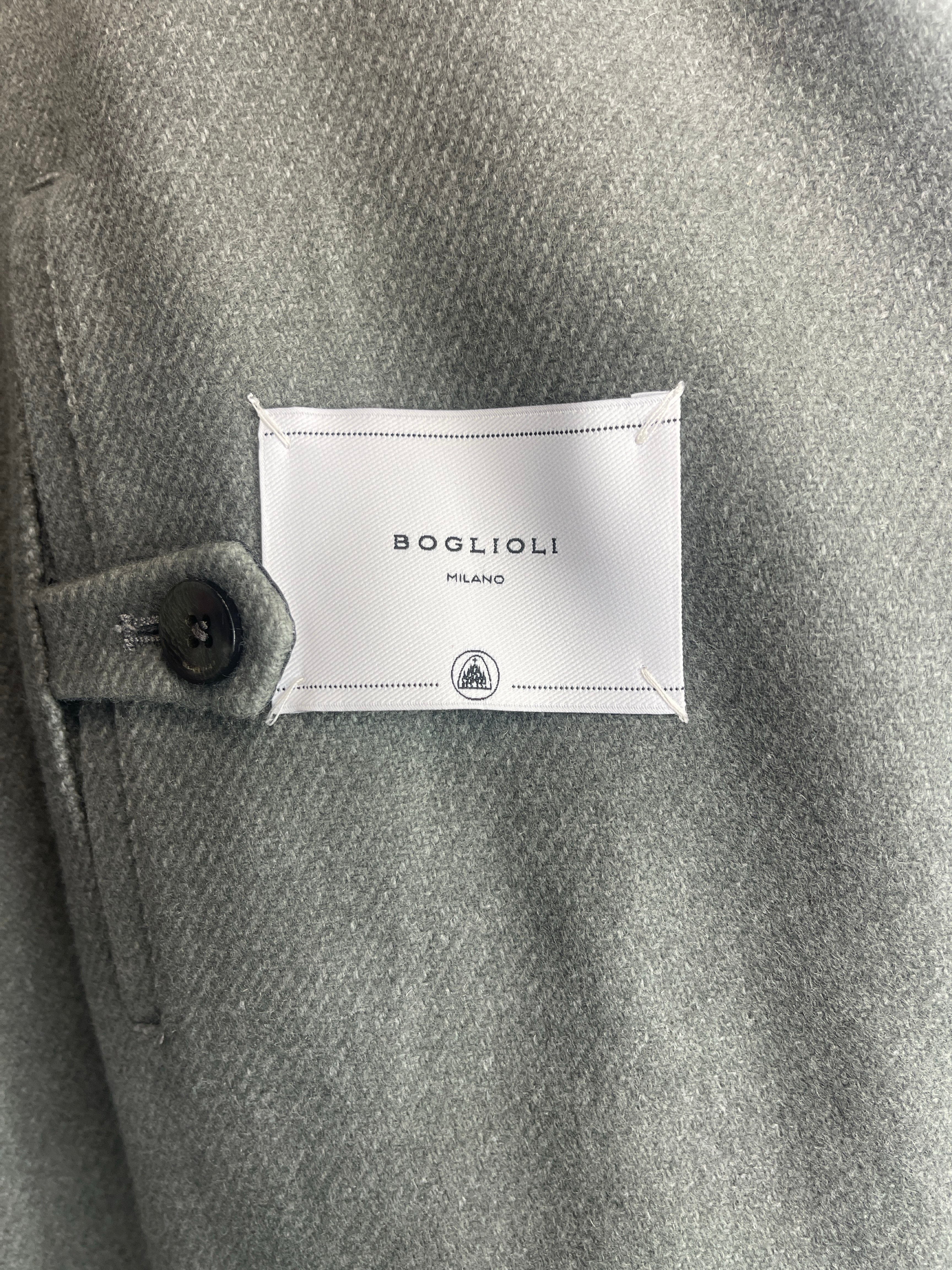 Men's Boglioli Grey Trench-Style Overcoat