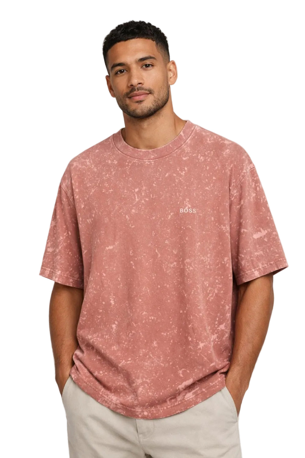 Men's Salmon Pink Hugo Boss TeStrong T-Shirt