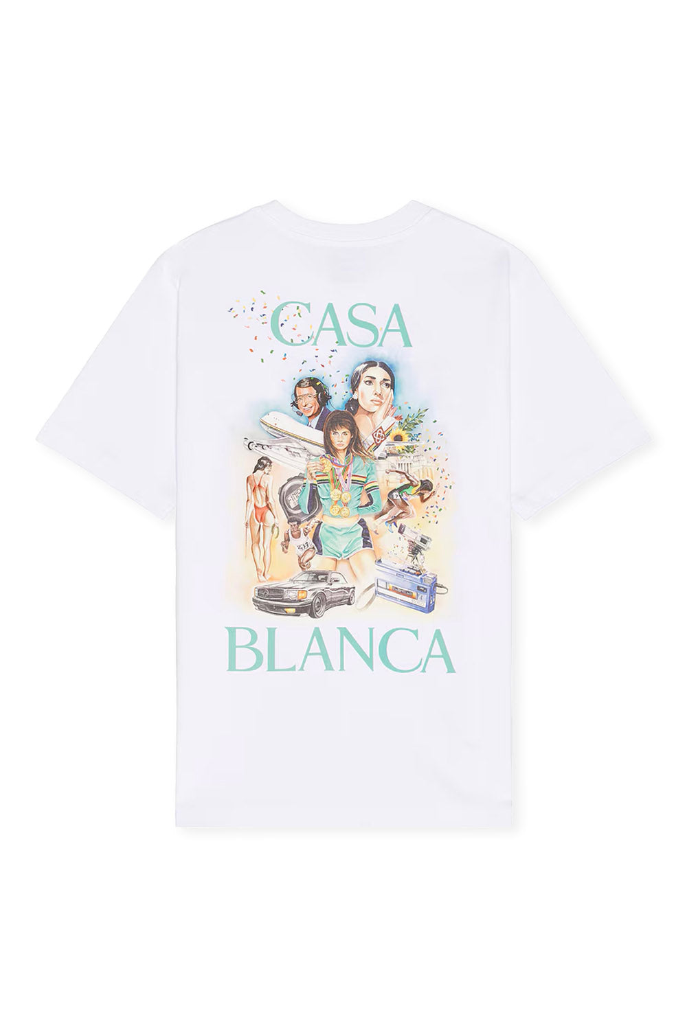 Men's White Casablanca Celebration Du Sport Printed T Shirt