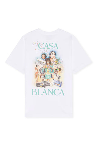 Men's White Casablanca Celebration Du Sport Printed T Shirt