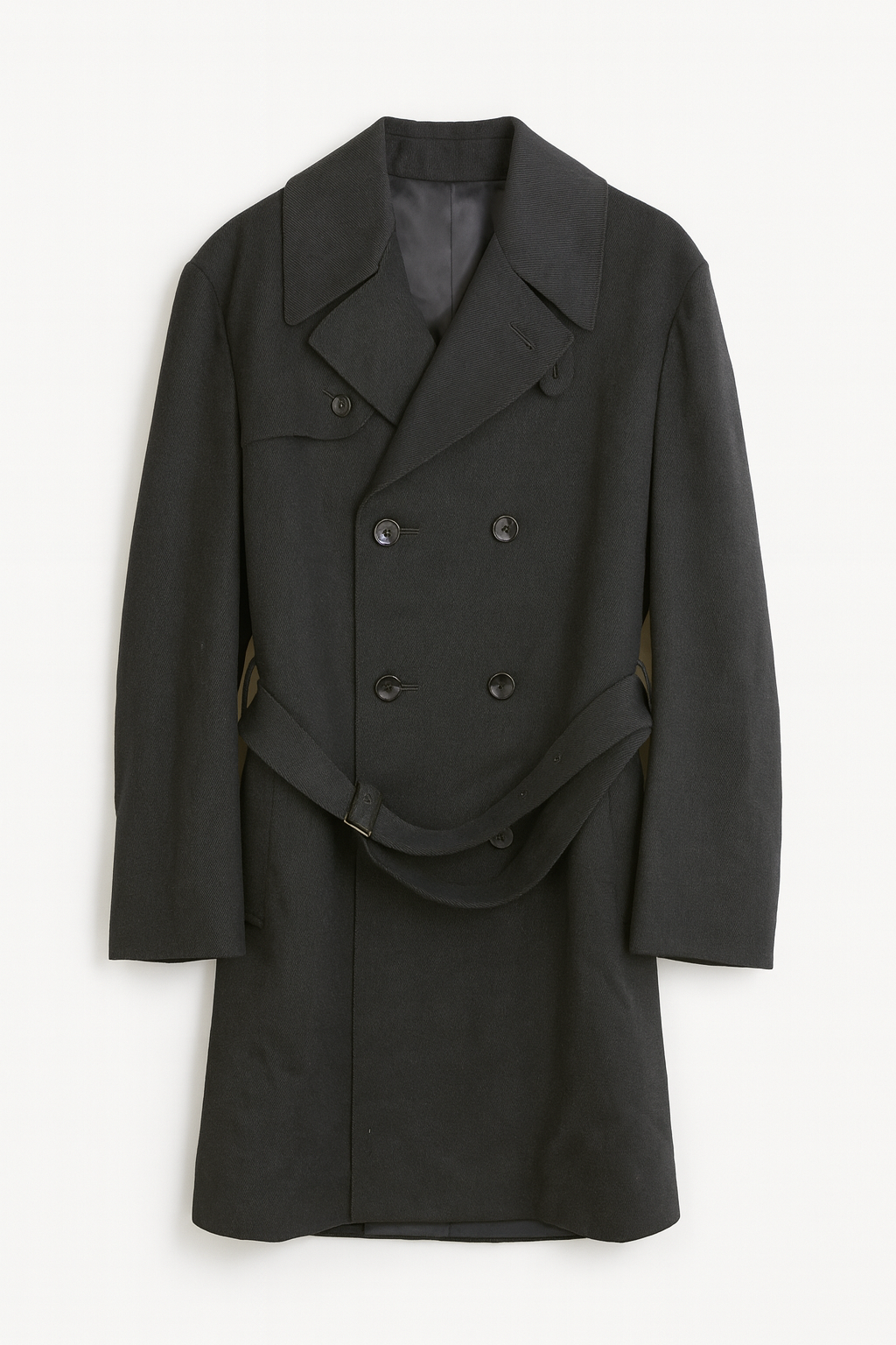 Men's Boglioli Dark Grey Wool Trench Overcoat
