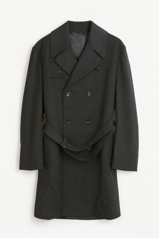 Men's Boglioli Dark Grey Wool Trench Overcoat
