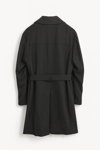 Men's Boglioli Dark Grey Wool Trench Overcoat