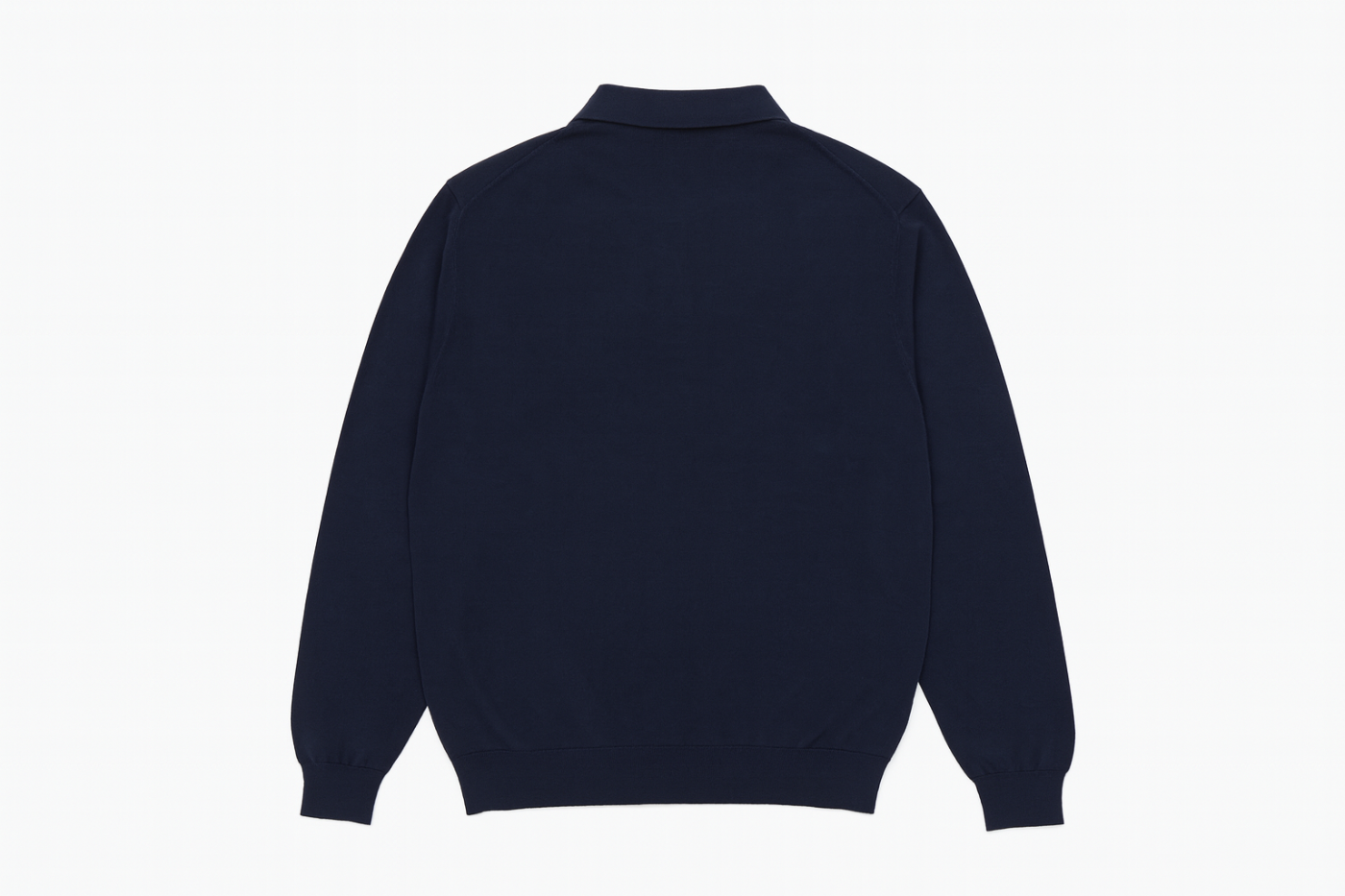 Men's Boglioli Fitted Dark Blue Knitted Long Sleeve Polo Shirt