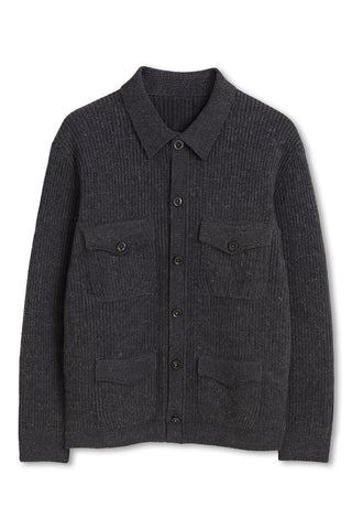 Men's Boglioli Charcoal Grey Ribbed Knit Overshirt
