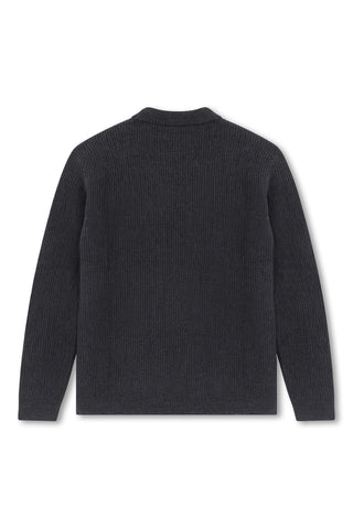 Men's Boglioli Charcoal Grey Ribbed Knit Overshirt