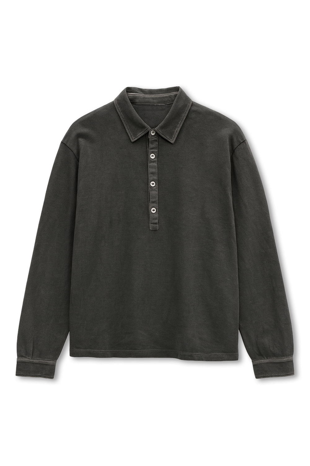 Men's Boglioli Garment Dyed Khaki Long Sleeve Polo Shirt