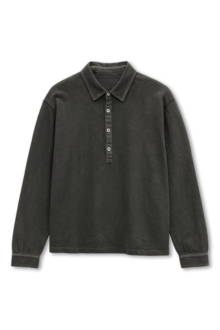 Men's Boglioli Garment Dyed Khaki Long Sleeve Polo Shirt