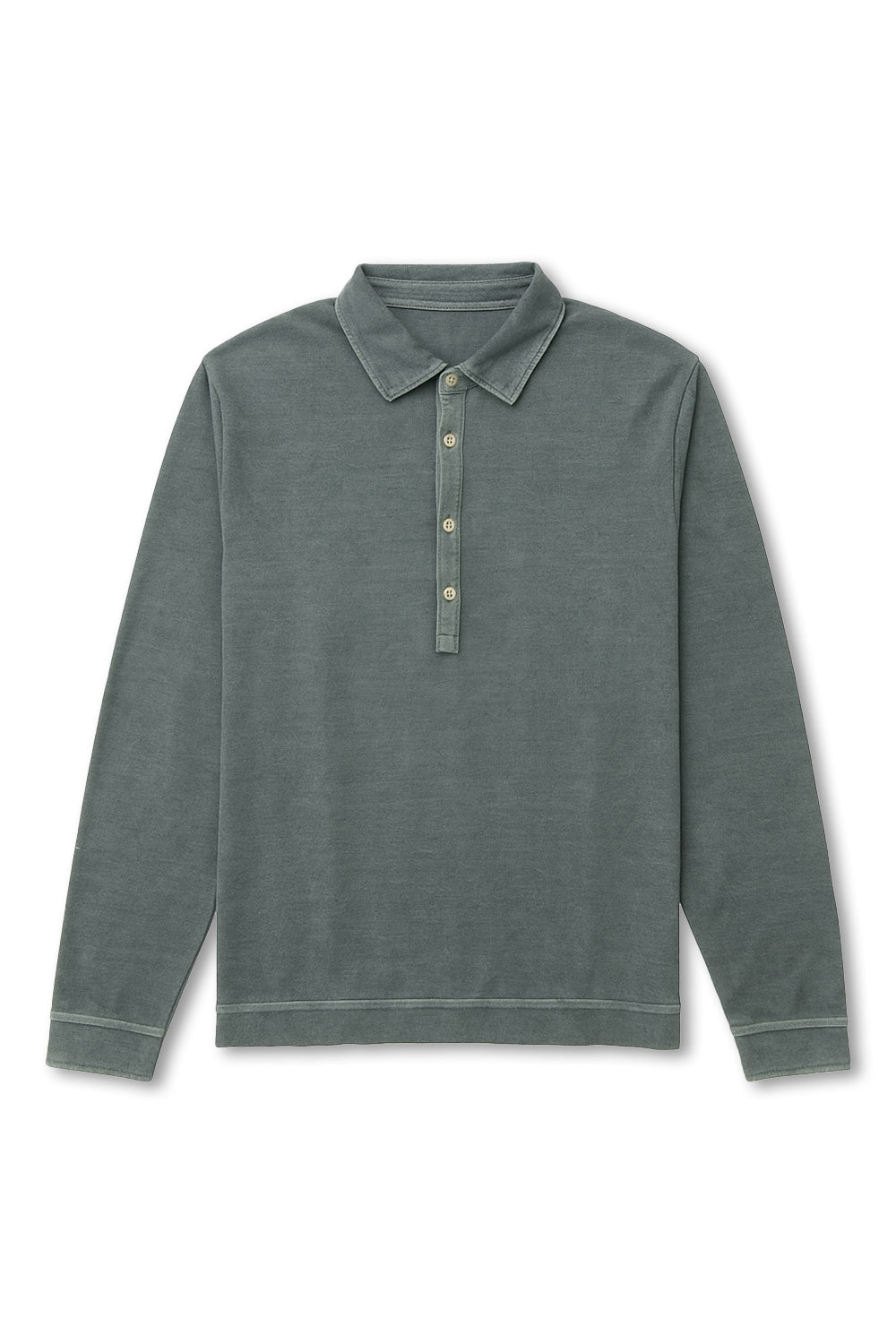 Men's Boglioli Garment Dyed Sage Long Sleeve Polo Shirt
