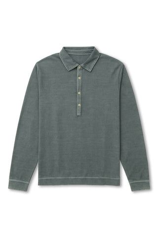 Men's Boglioli Garment Dyed Sage Long Sleeve Polo Shirt