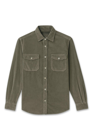 Men's Boglioli Khaki Brushed Cotton Shirt