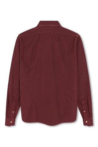 Men's Boglioli Burgundy Corduroy Brushed Cotton Shirt