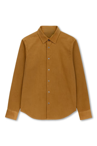 Men's Boglioli Brown Khaki Corduroy Brushed Cotton Shirt