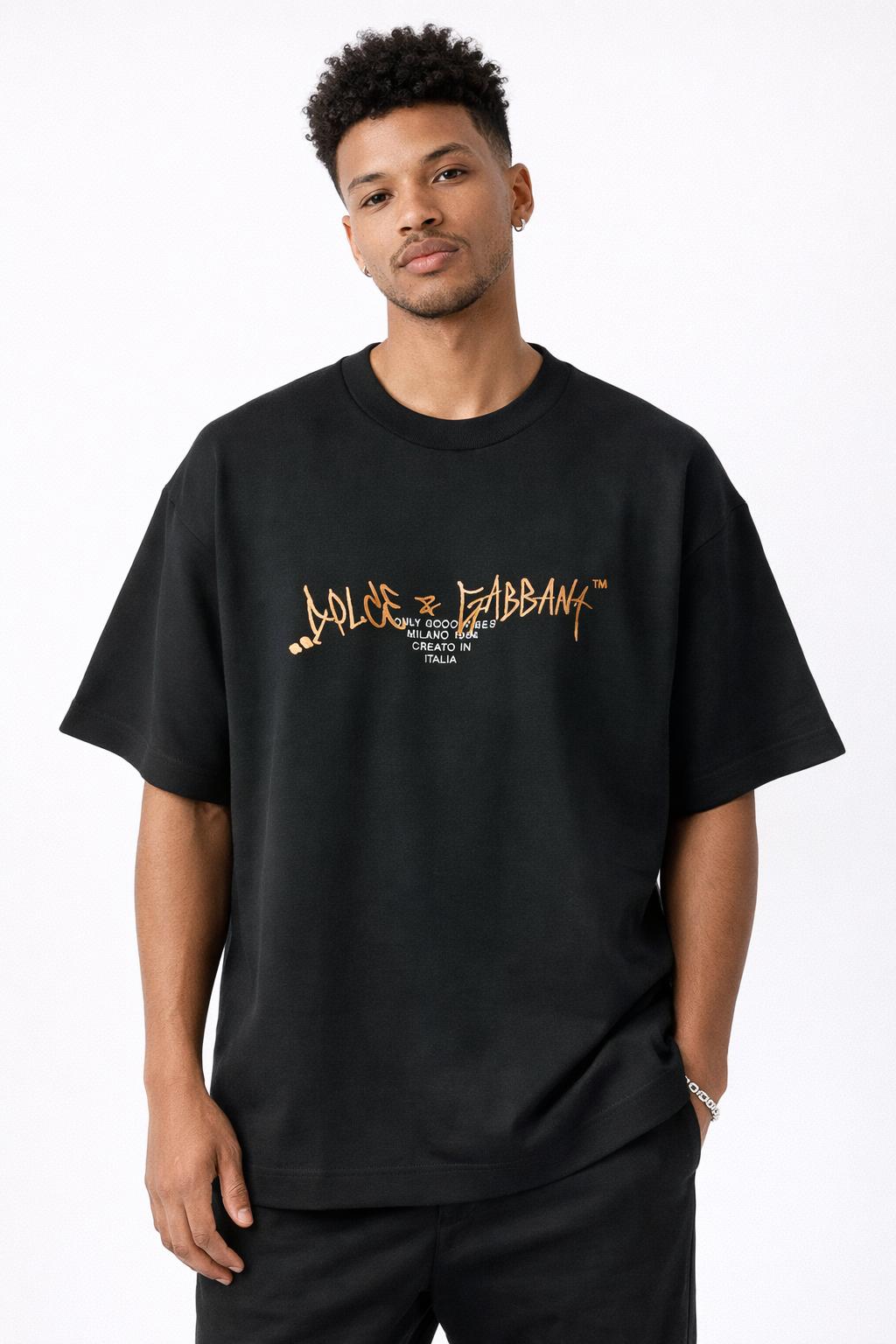 Men's Black Dolce & Gabbana Good Vibes Milano T-Shirt