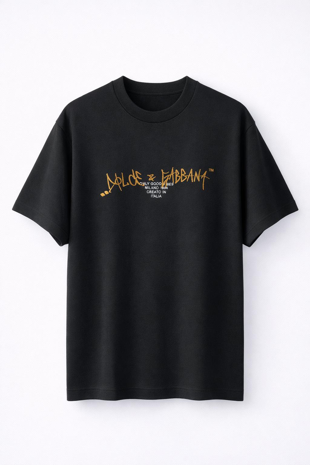 Men's Black Dolce & Gabbana Good Vibes Milano T-Shirt