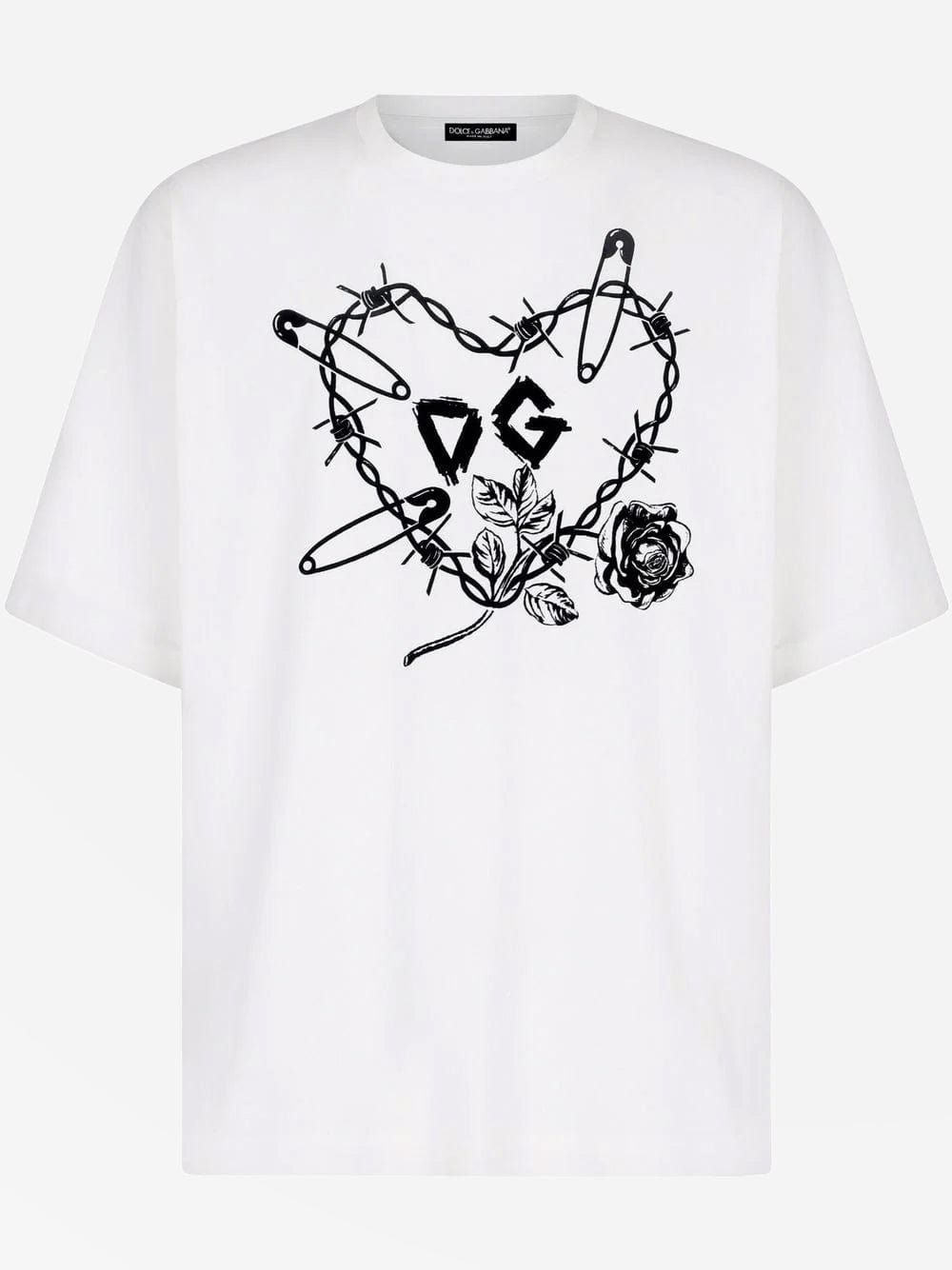 Men's White Dolce & Gabbana Heart Graphic Print T Shirt