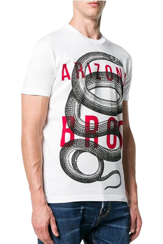 Men's White Dsquared2 Arizona Snake T-Shirt