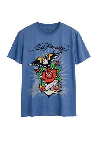 Men's Blue Ed Hardy Graphic T-Shirt