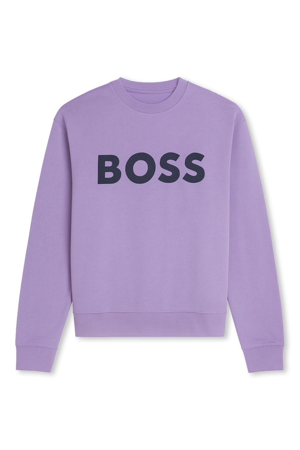 Men's Boss Purple We Basic Crew Rubber Print Logo Sweatshirt