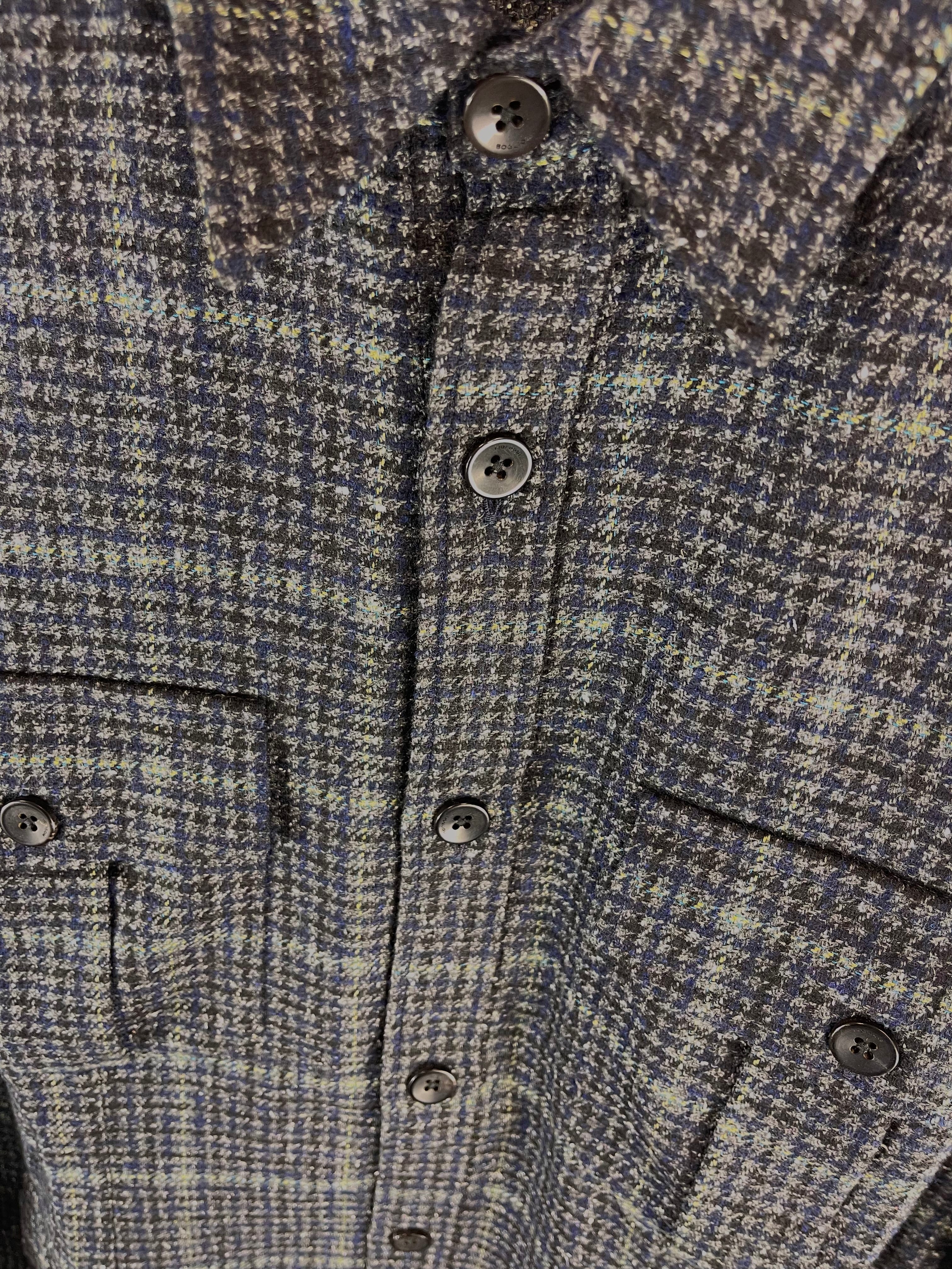 Men's Boglioli Charcoal Grey Checked Overshirt