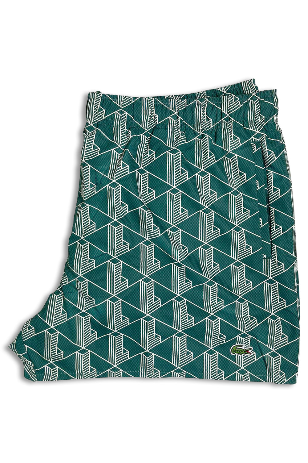 Men's Lacoste Green Monogram Print Swim Shorts