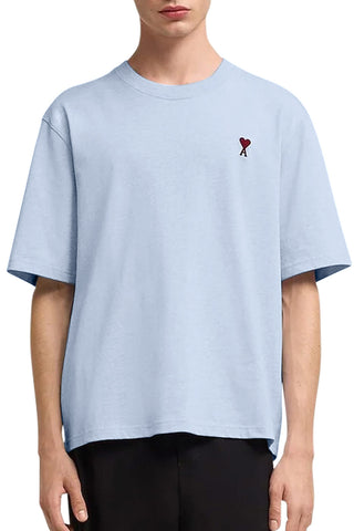 Men's Ami Paris Ami De Coeur Heather Cashmere Blue T-Shirt