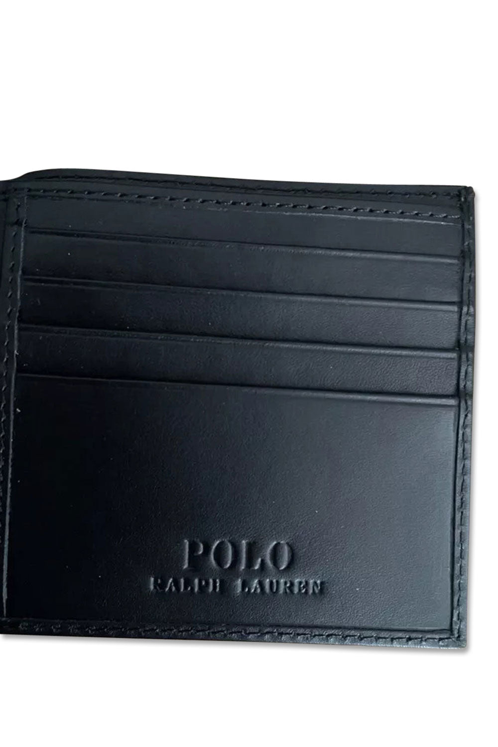 Men's Black Polo Ralph Lauren Multi Pony Leather Billfold Wallet