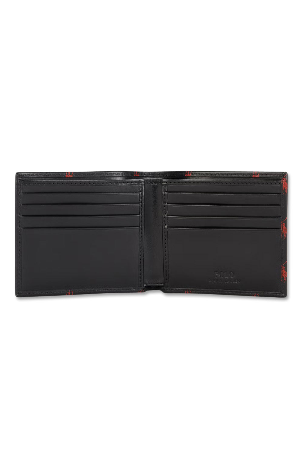 Men's Black Polo Ralph Lauren Multi Red Pony Leather Billfold Wallet