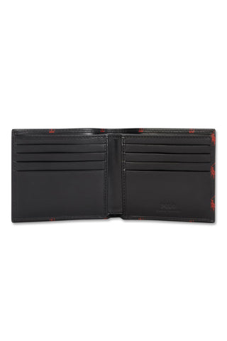 Men's Black Polo Ralph Lauren Multi Red Pony Leather Billfold Wallet