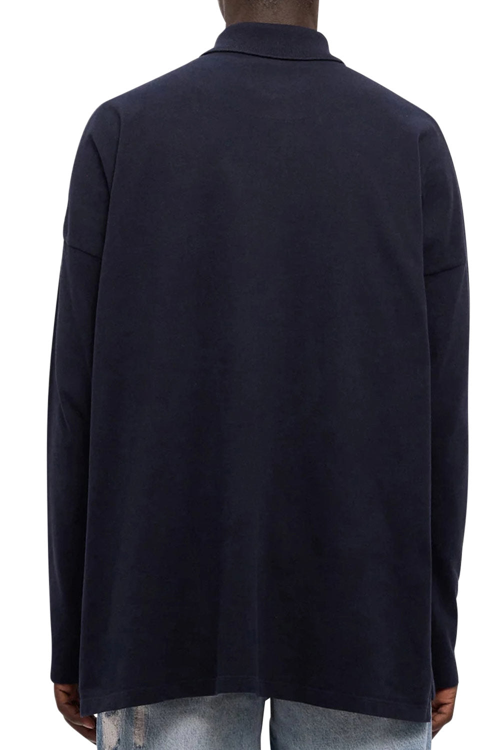 Men's Vivienne Westwood Long Sleeve Navy Oversized Piqué Polo Shirt