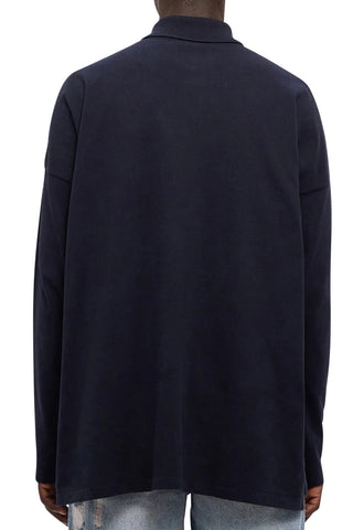 Men's Vivienne Westwood Long Sleeve Navy Oversized Piqué Polo Shirt