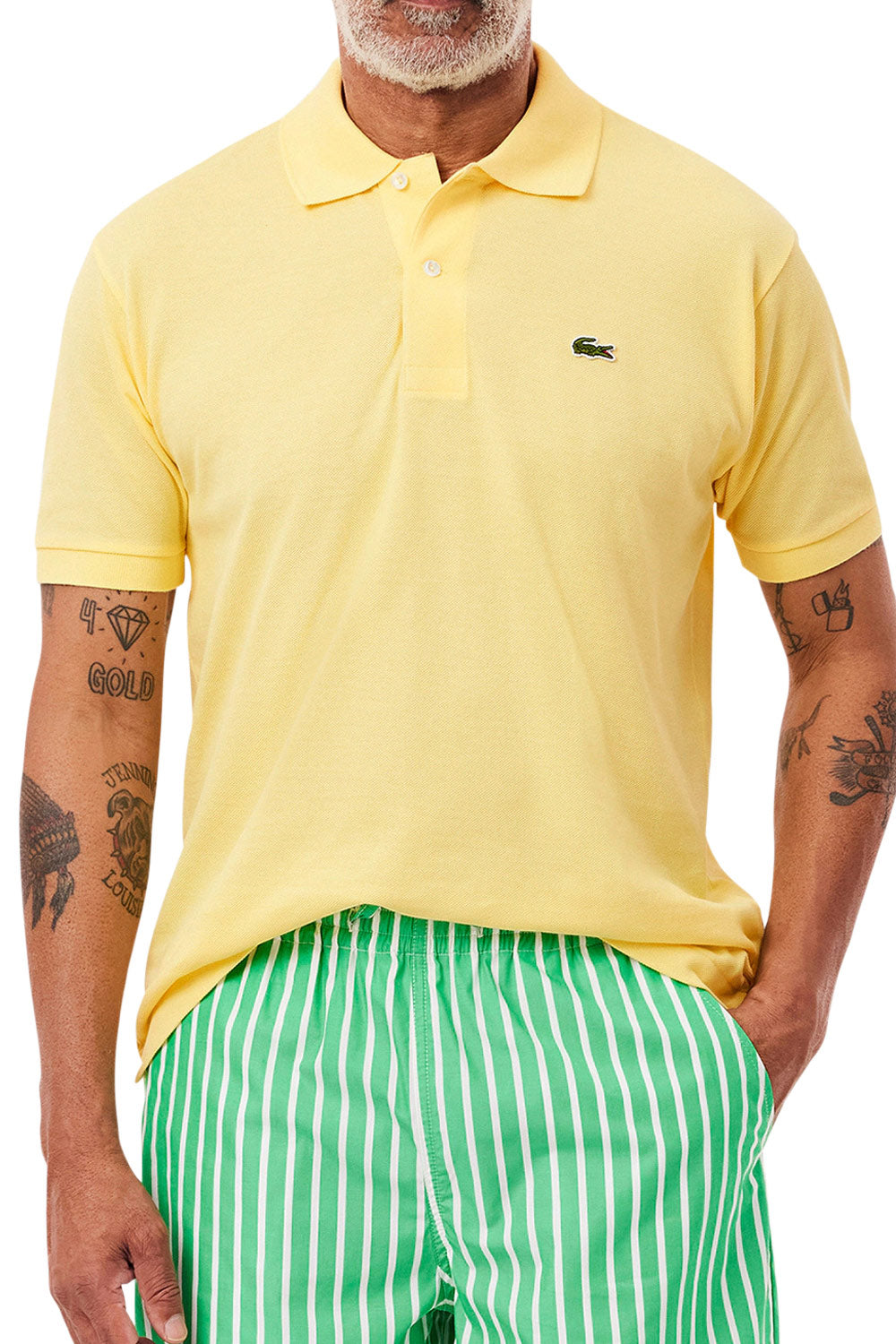 Men's Pastel Yellow Lacoste L1212 Classic Polo T-Shirt