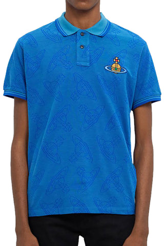 Men's Vivienne Westwood Blue All Over Orb Classic Polo Shirt