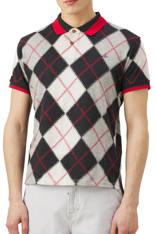 Men's Vivienne Westwood Chequered Multi Colour Classic Argyle Polo Shirt