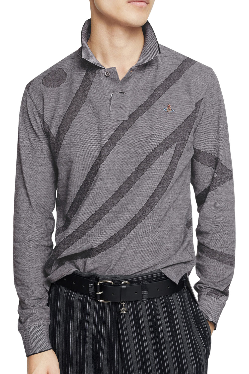 Men's Vivienne Westwood Grey Long Sleeve Polo Shirt