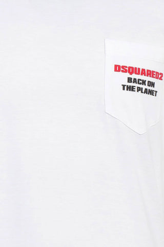 Men's White Dsquared2 Bk On Planet Cool T-Shirt