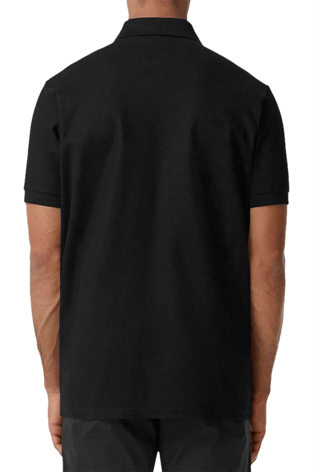 Men's Black Burberry Embroidered Oversized Logo Piqué Polo