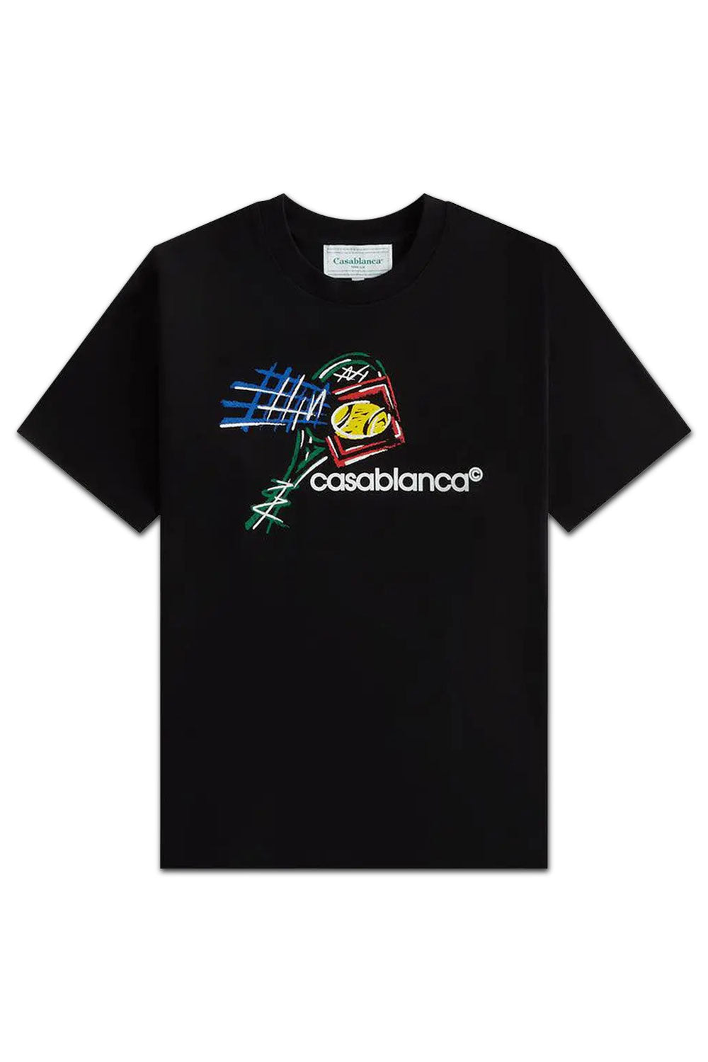 Men's Black Casablanca Croquis De Tennis T-Shirt