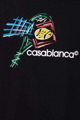 Men's Black Casablanca Croquis De Tennis T-Shirt