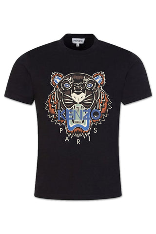Men's Black Kenzo Classic Orange Icon Tiger Print T-Shirt