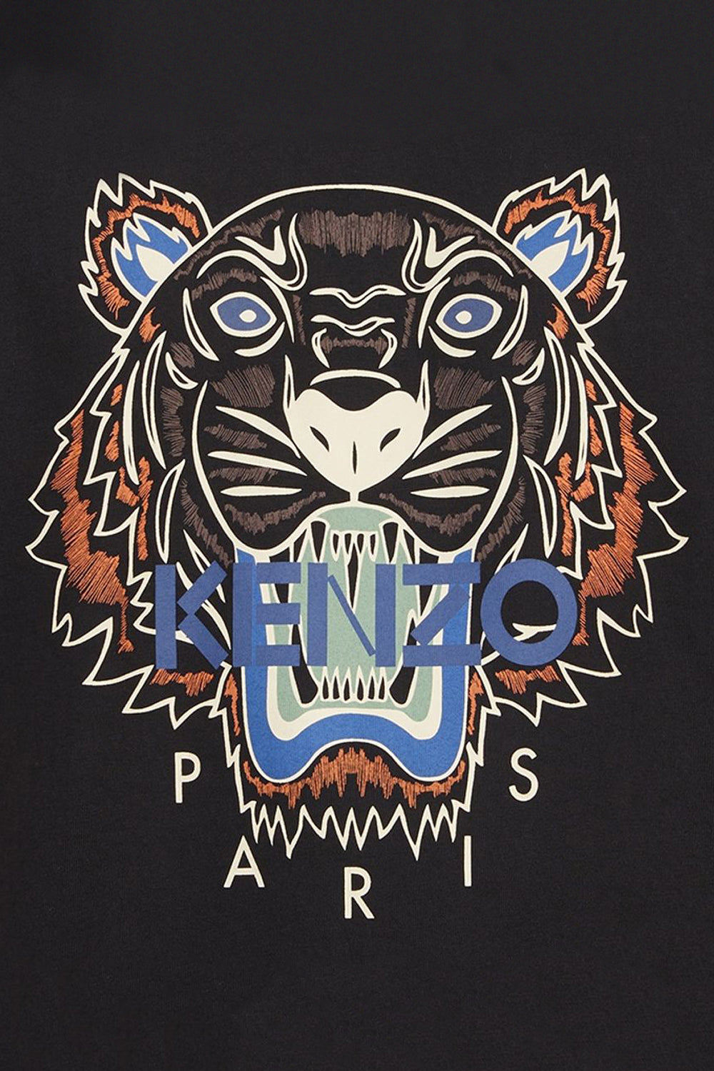 Men's Black Kenzo Classic Orange Icon Tiger Print T-Shirt