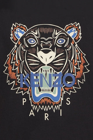 Men's Black Kenzo Classic Orange Icon Tiger Print T-Shirt